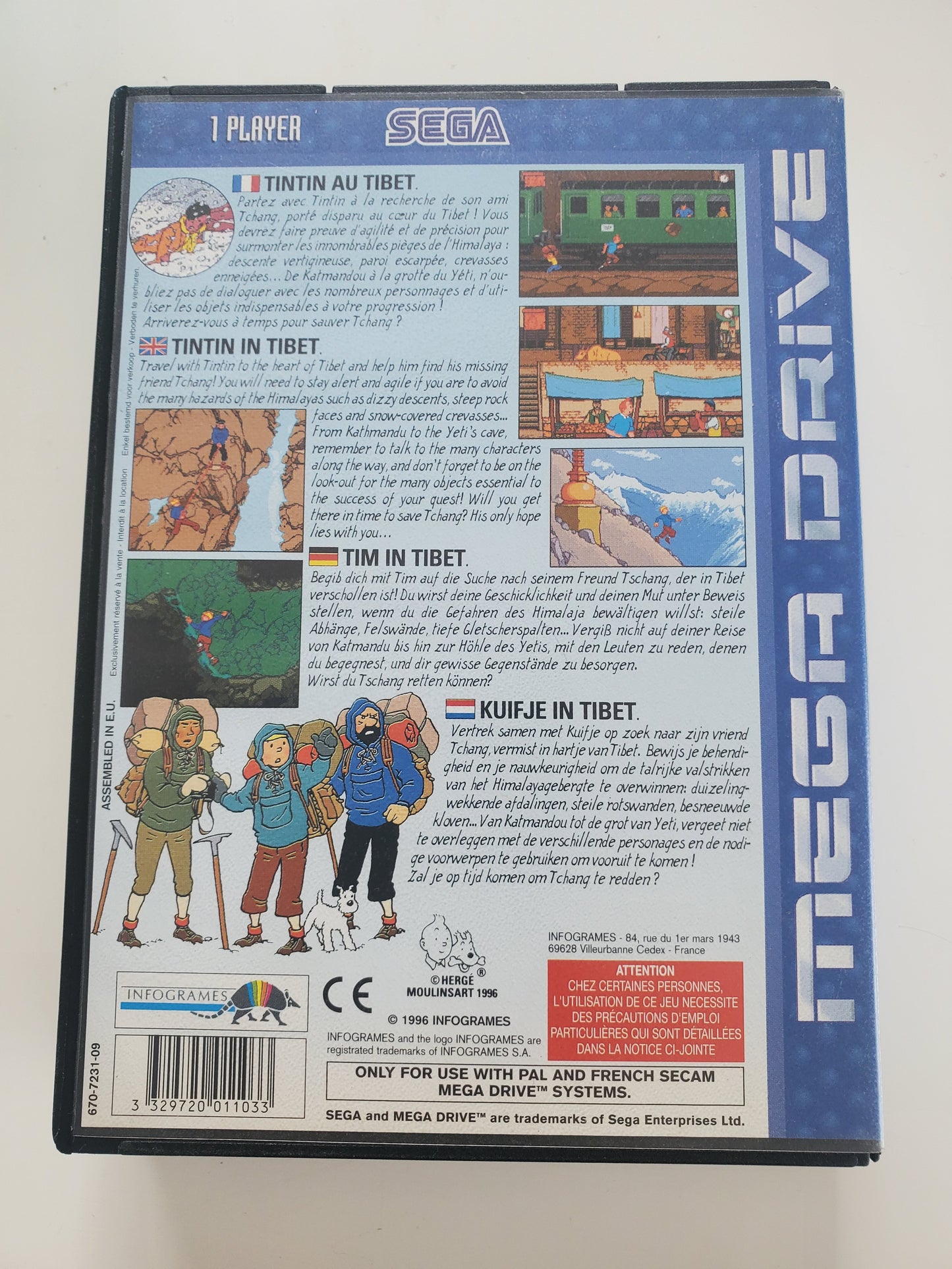 Tintin au Tibet Sega Megadrive - Jeu Aventure avec Notice