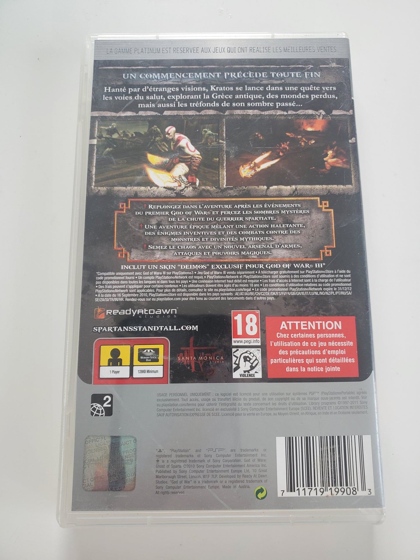 God of War Ghost of Sparta PSP - Jeu Action Aventure