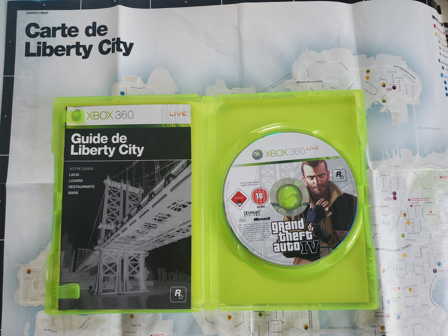 Grand Theft Auto IV GTA 4 Xbox 360 - Jeu Action avec Notice et Plan