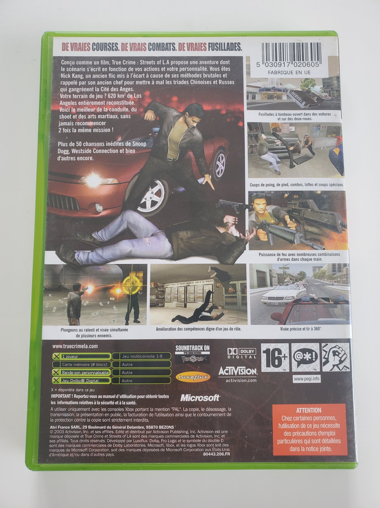 True Crime Streets of LA Xbox - Jeu Action avec Notice