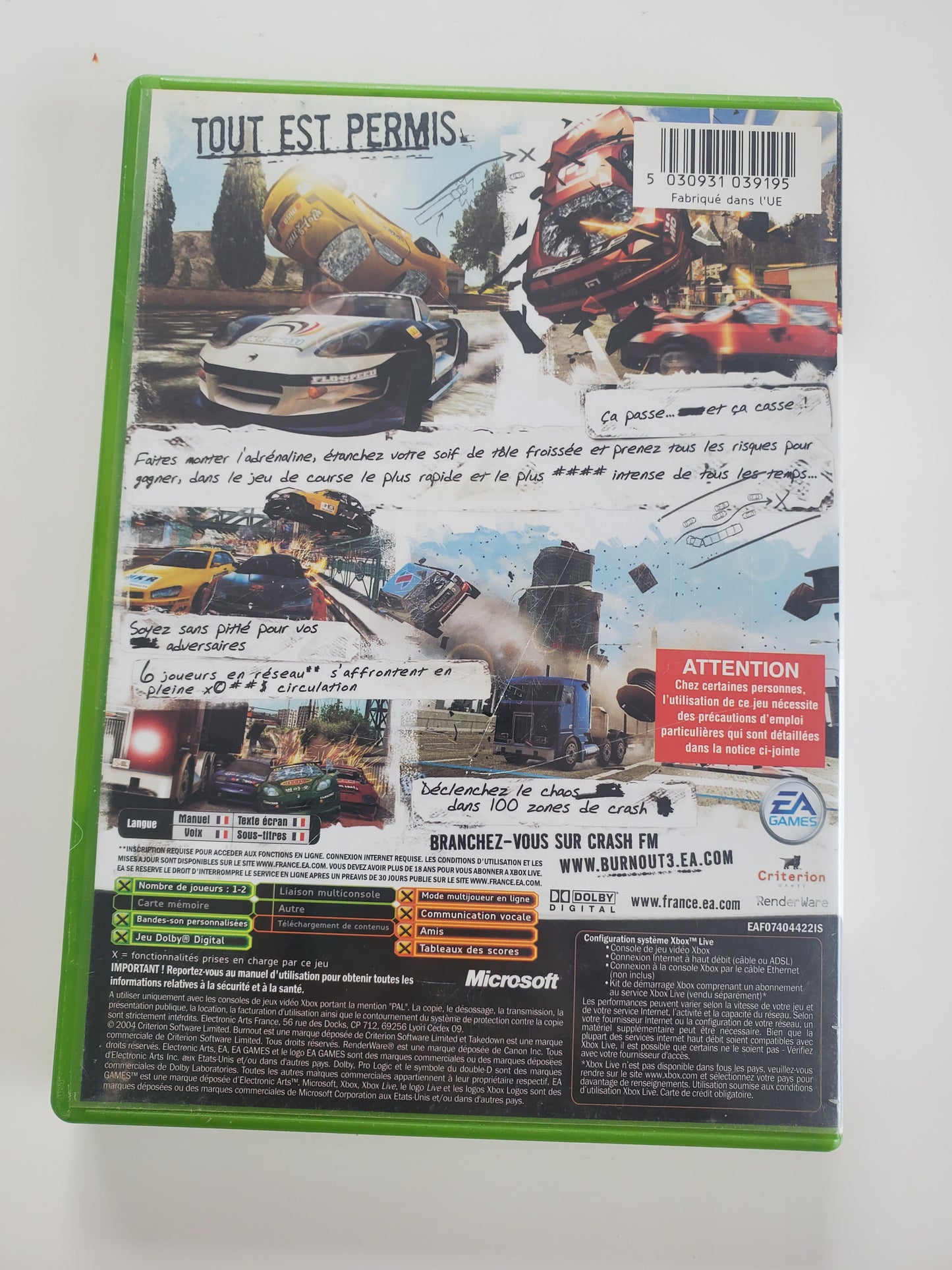 Burnout 3 Takedown Xbox - Jeu de Course avec Notice