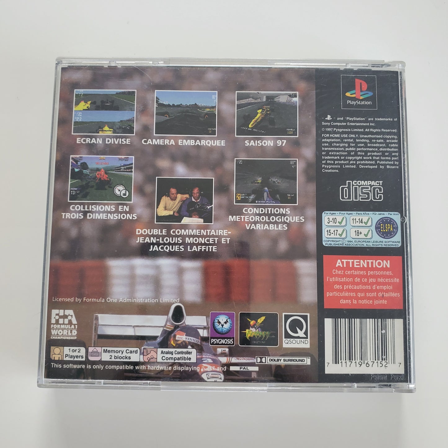 Formula 1 97 PS1 - Jeu Course F1 avec Notice