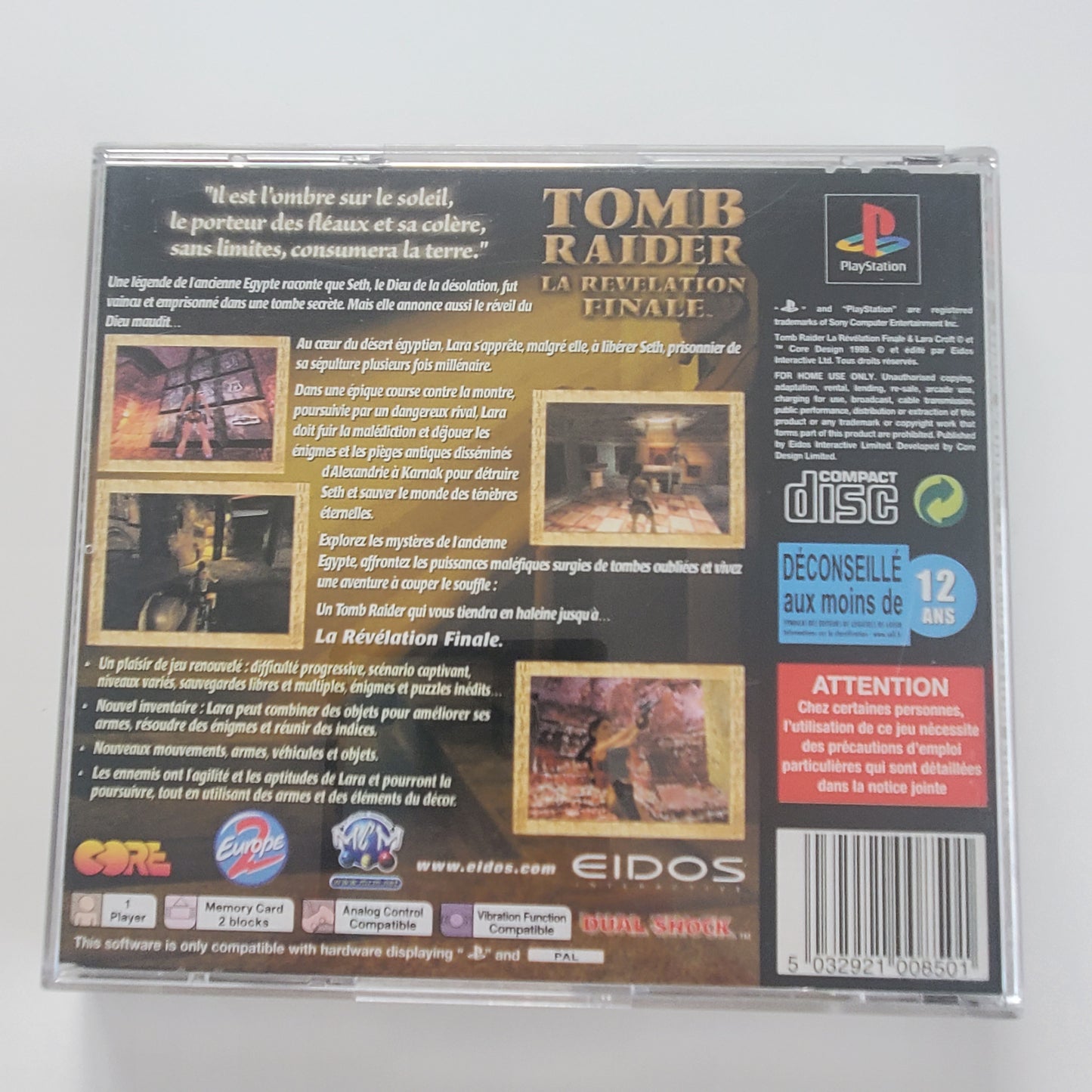 Tomb Raider La Révélation Finale PS1 - Jeu Action Aventure avec Notice