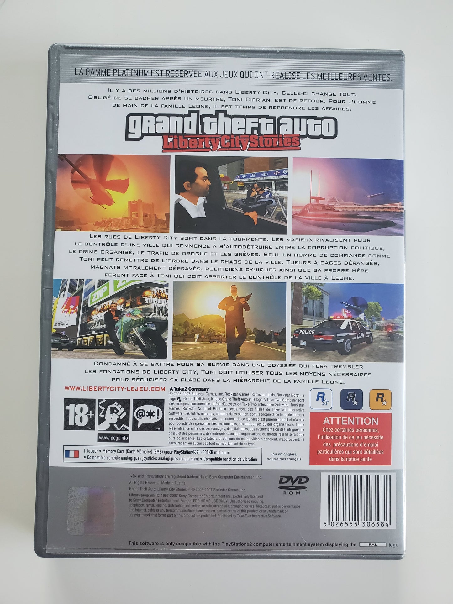 Grand Theft Auto Liberty City Stories GTA PS2 - Jeu Action avec Plan et Notice