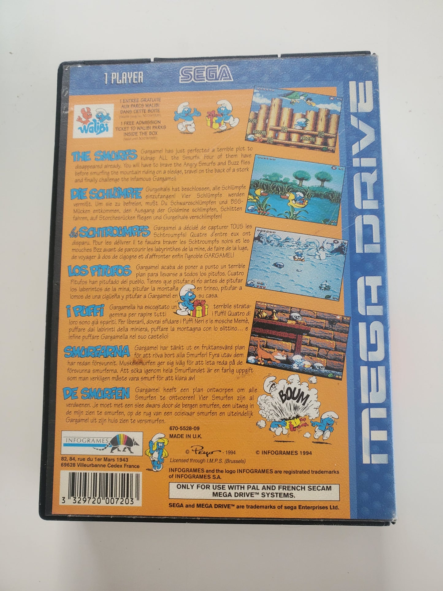Les Schtroumpfs Sega Megadrive - Jeu Plateforme