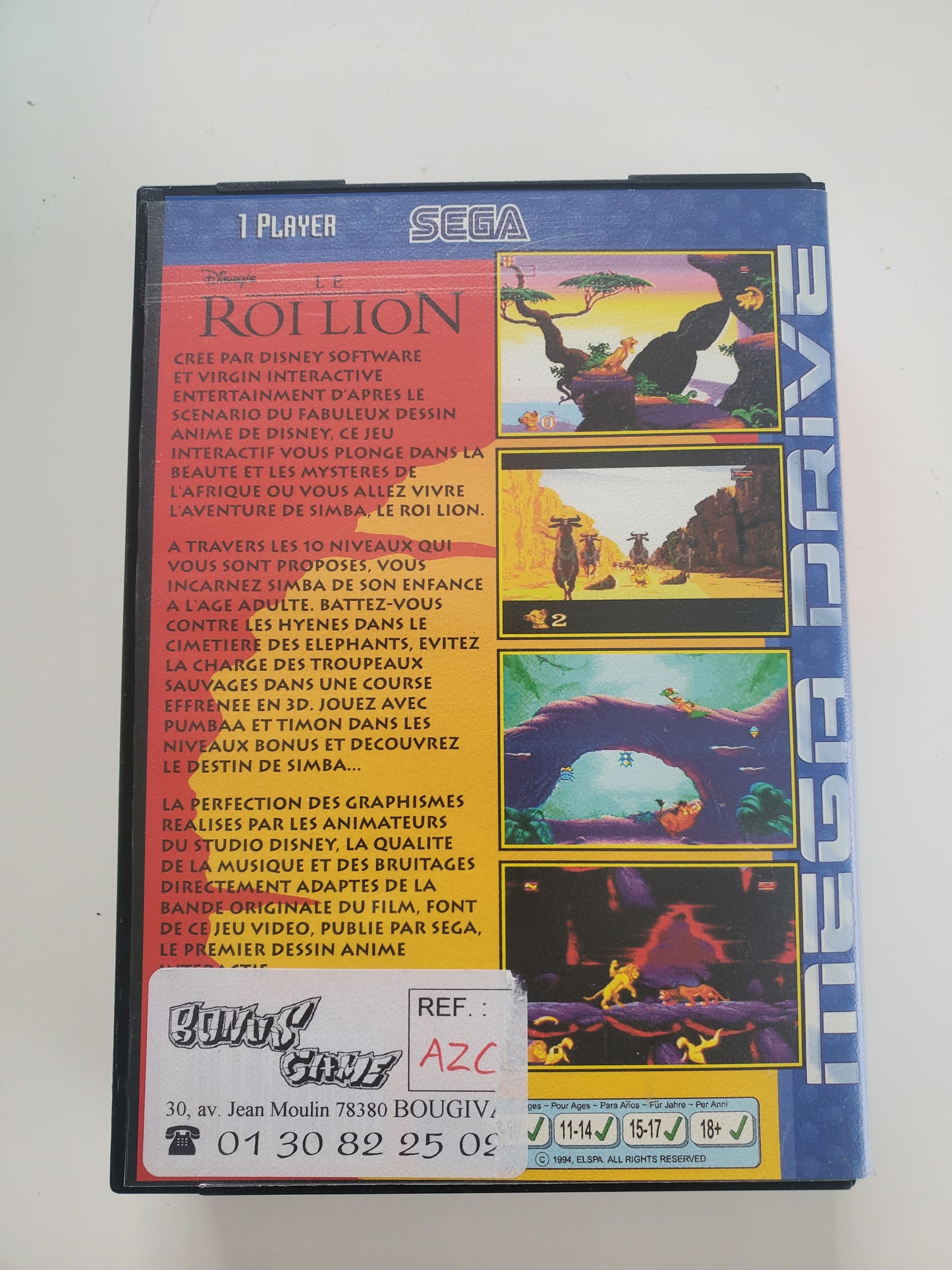 Le Roi Lion Sega Megadrive - Jeu Plateforme Disney avec Notice