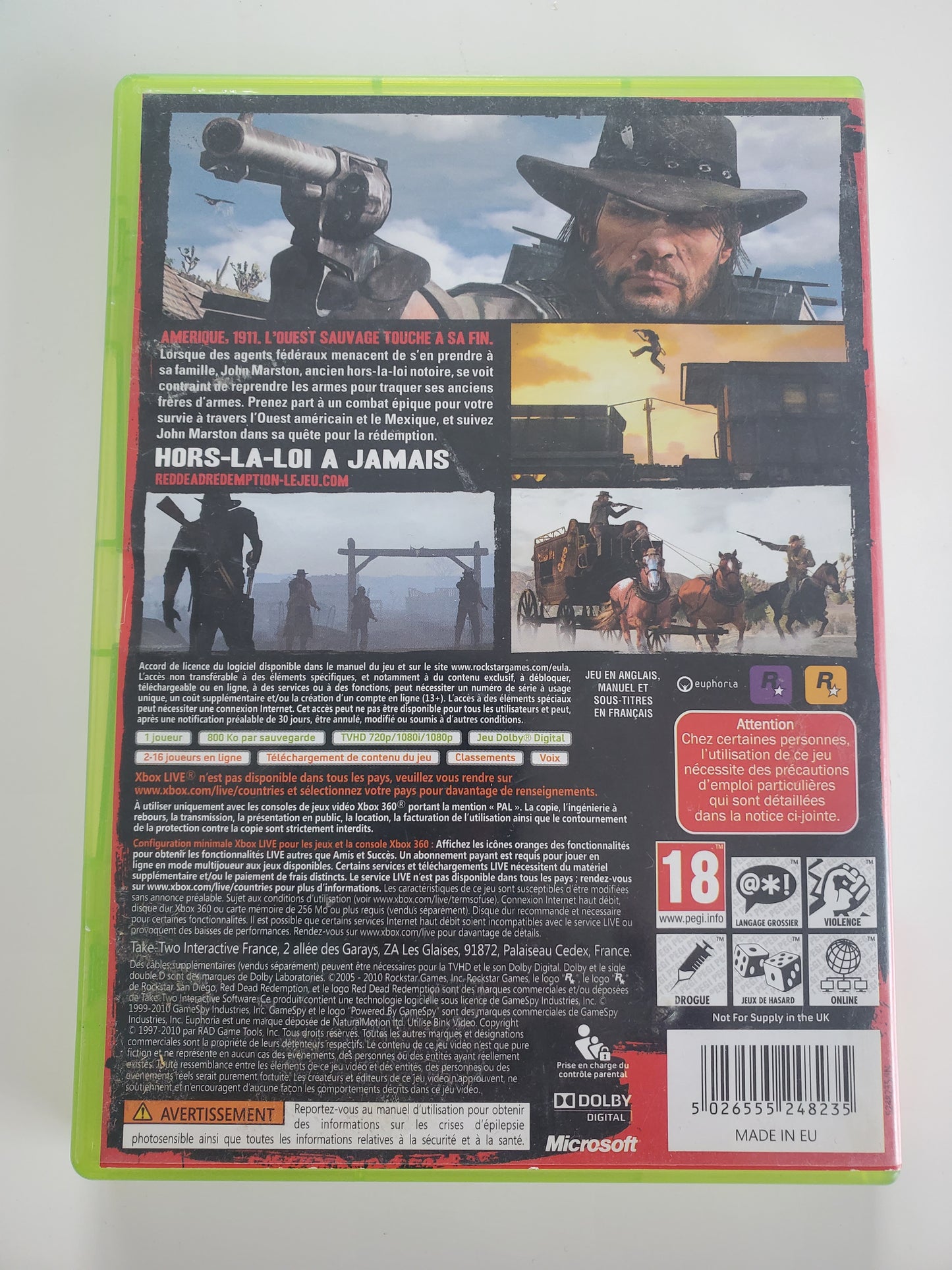 Red Dead Redemption Xbox 360 - Jeu Action Western avec Notice et Plan